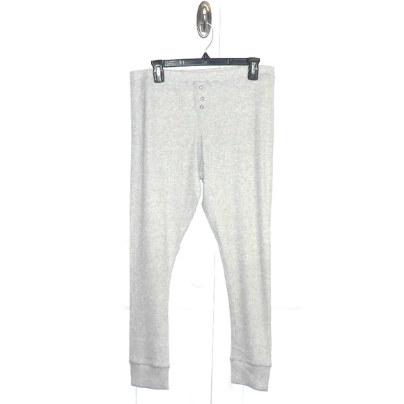 Free Press Women's Faux Fly Rib Knit Pajama Lounge Pants in Grey Large $20 - Picture 1 of 3